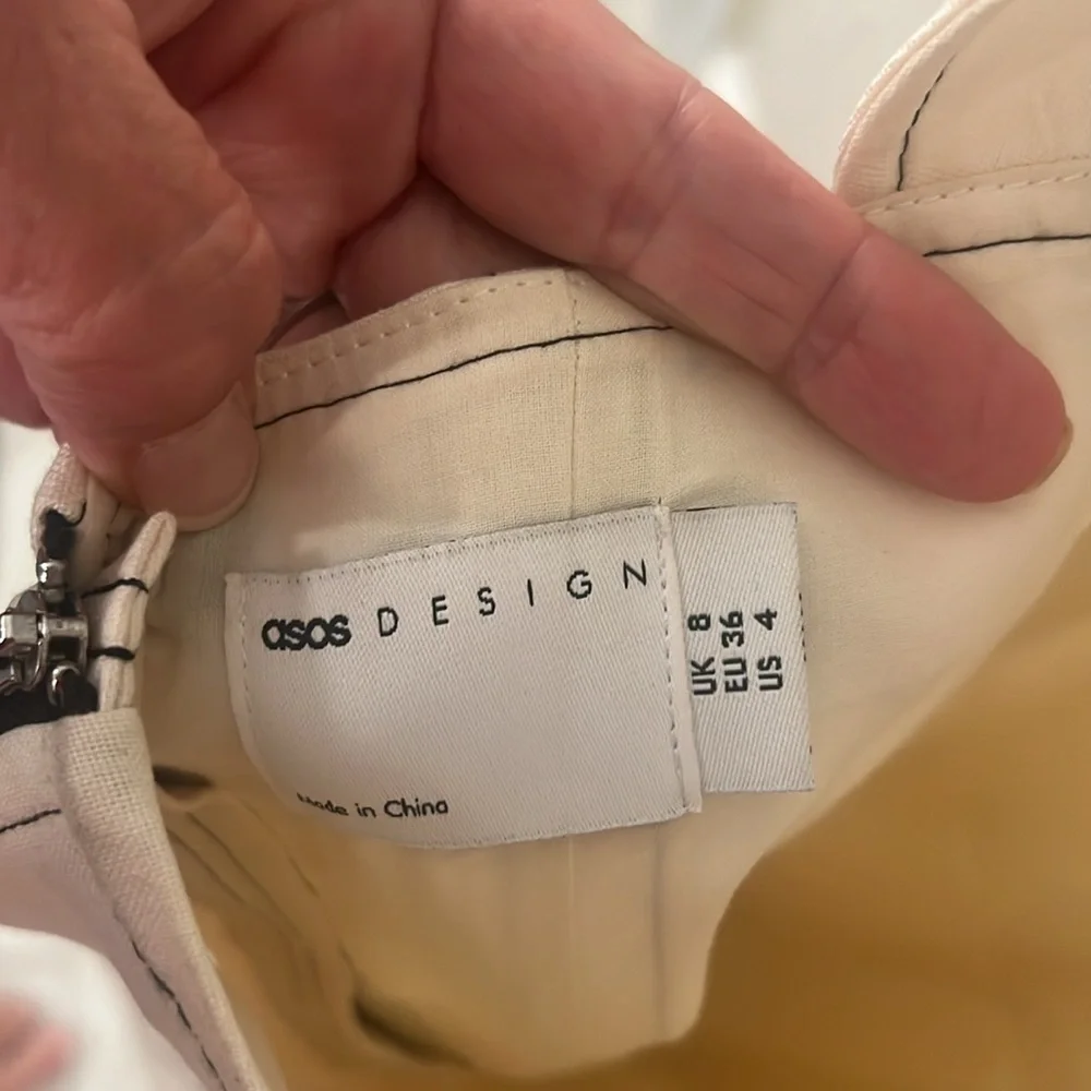 ASOS designs cream dress with black stitching size 4